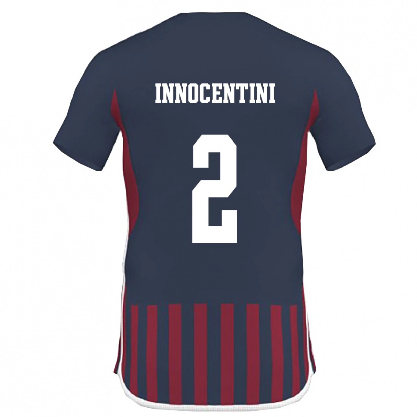 Danxen Kinderen Francesco Innocentini #2 Donkerblauw Rood Thuisshirt Thuistenue 2025/26 T-Shirt