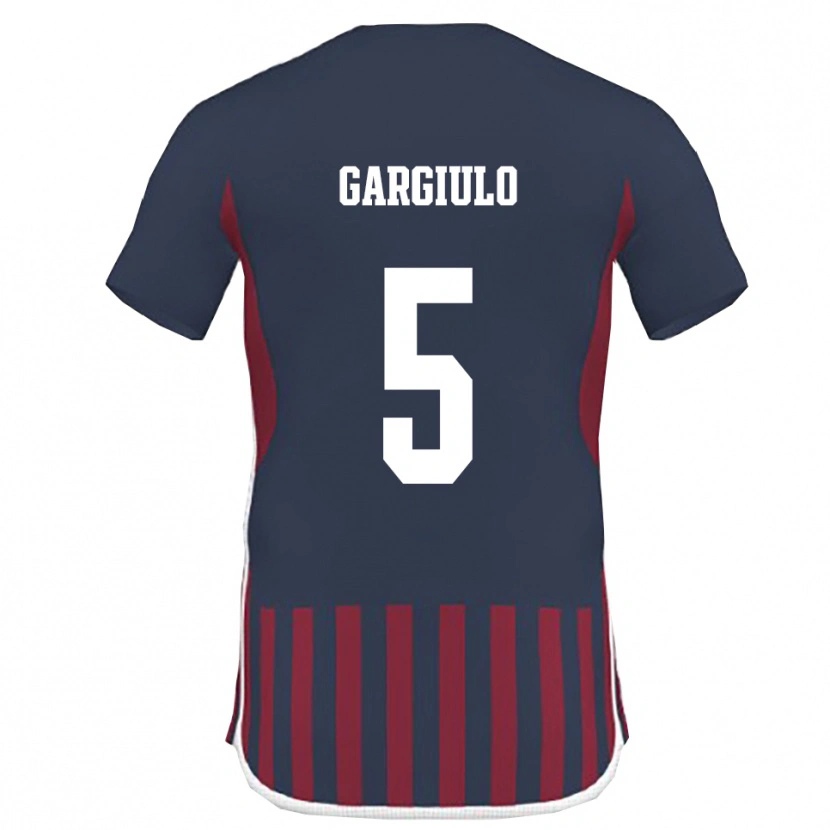 Danxen Kinderen Mario Gargiulo #5 Donkerblauw Rood Thuisshirt Thuistenue 2025/26 T-Shirt