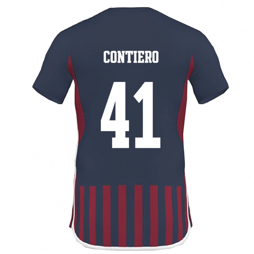 Danxen Kinderen Edoardo Contiero #41 Donkerblauw Rood Thuisshirt Thuistenue 2025/26 T-Shirt