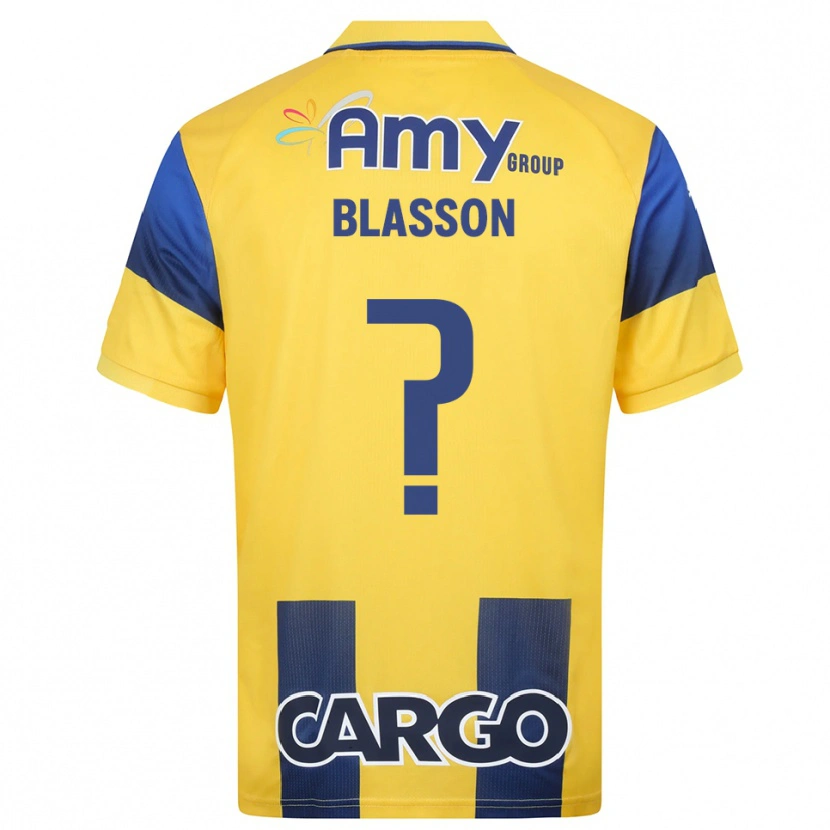 Danxen Kinderen Ariel Blasson #0 Geel Donkerblauw Thuisshirt Thuistenue 2025/26 T-Shirt