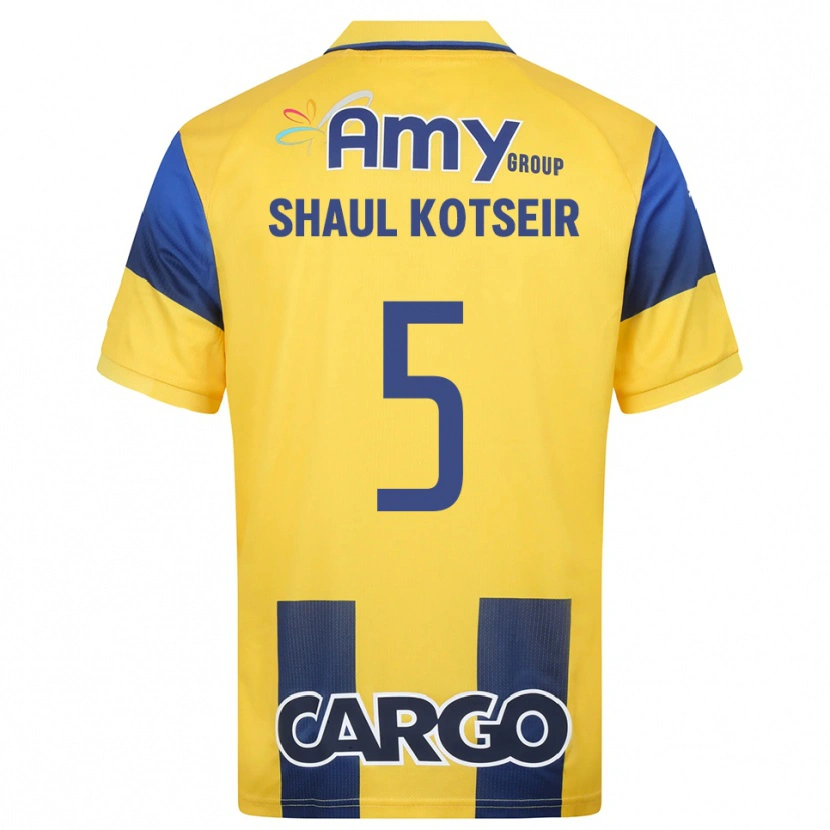 Danxen Kinderen Yonathan Shaul Kotseir #5 Geel Donkerblauw Thuisshirt Thuistenue 2025/26 T-Shirt