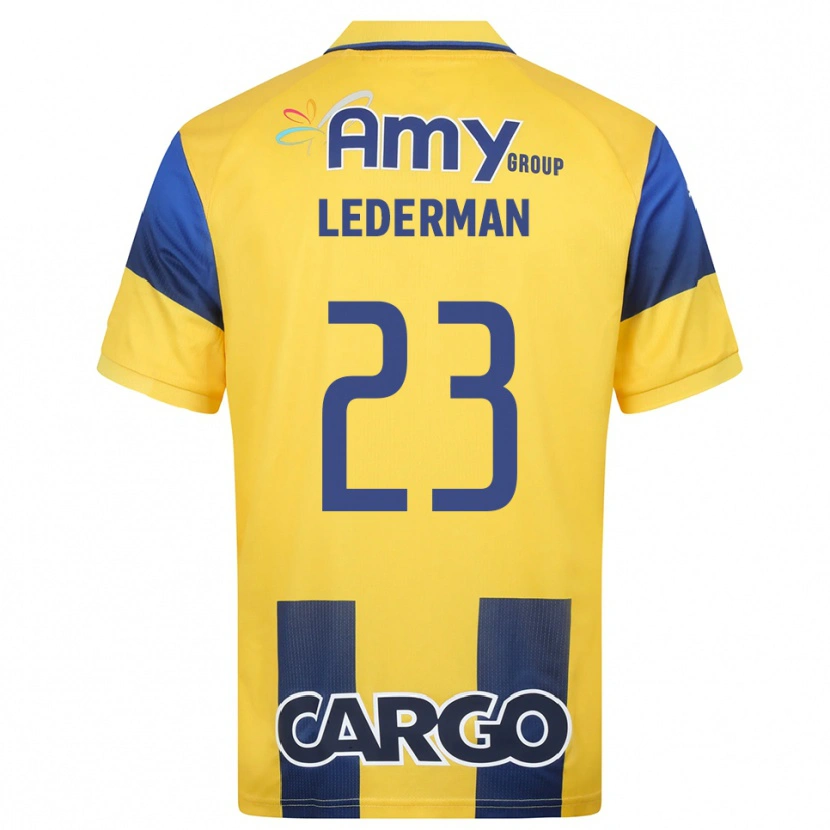 Danxen Kinderen Ben Lederman #23 Geel Donkerblauw Thuisshirt Thuistenue 2025/26 T-Shirt