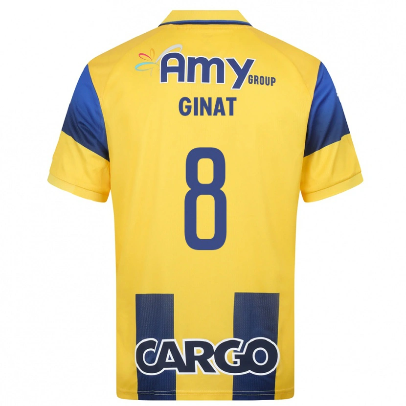 Danxen Kinderen Eran Ginat #8 Geel Donkerblauw Thuisshirt Thuistenue 2025/26 T-Shirt