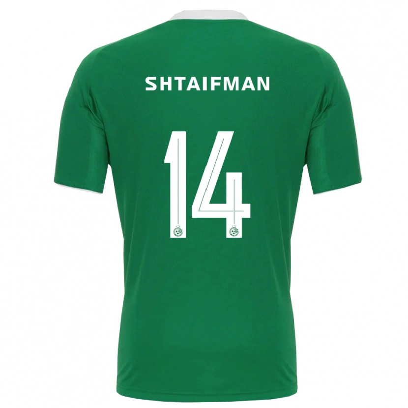 Danxen Kinderen Noam Shtaifman #14 Groen Wit Thuisshirt Thuistenue 2025/26 T-Shirt