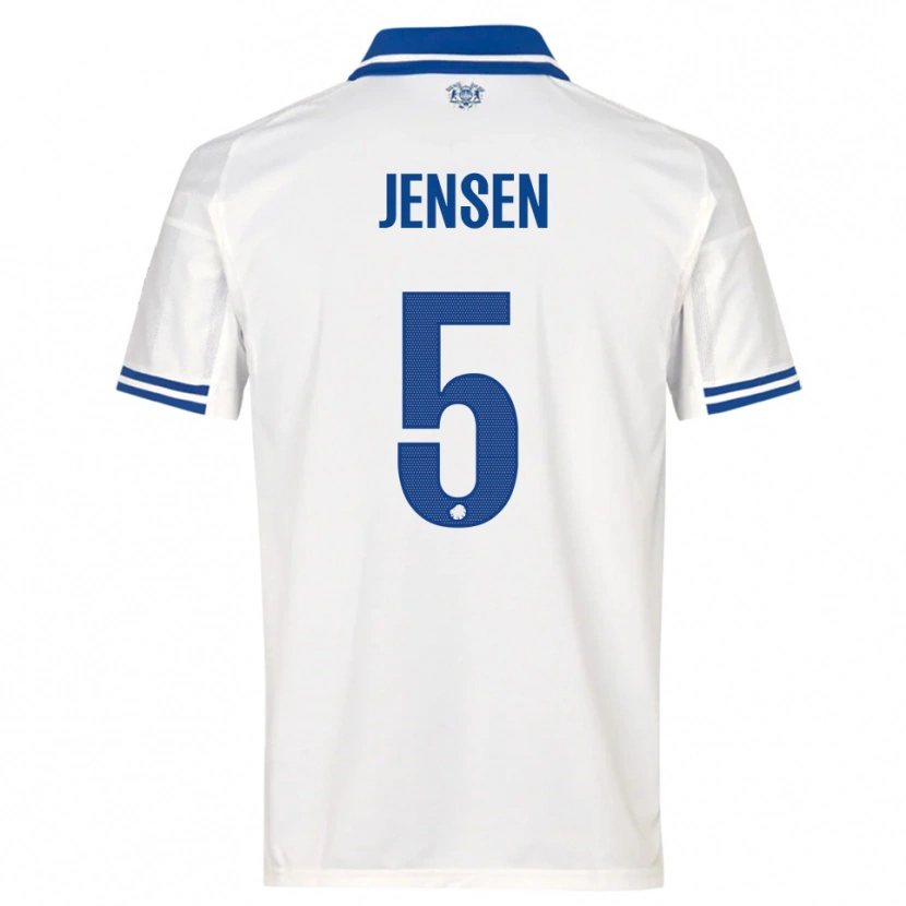 Danxen Kinderen Emma Jensen #5 Wit Blauw Thuisshirt Thuistenue 2025/26 T-Shirt