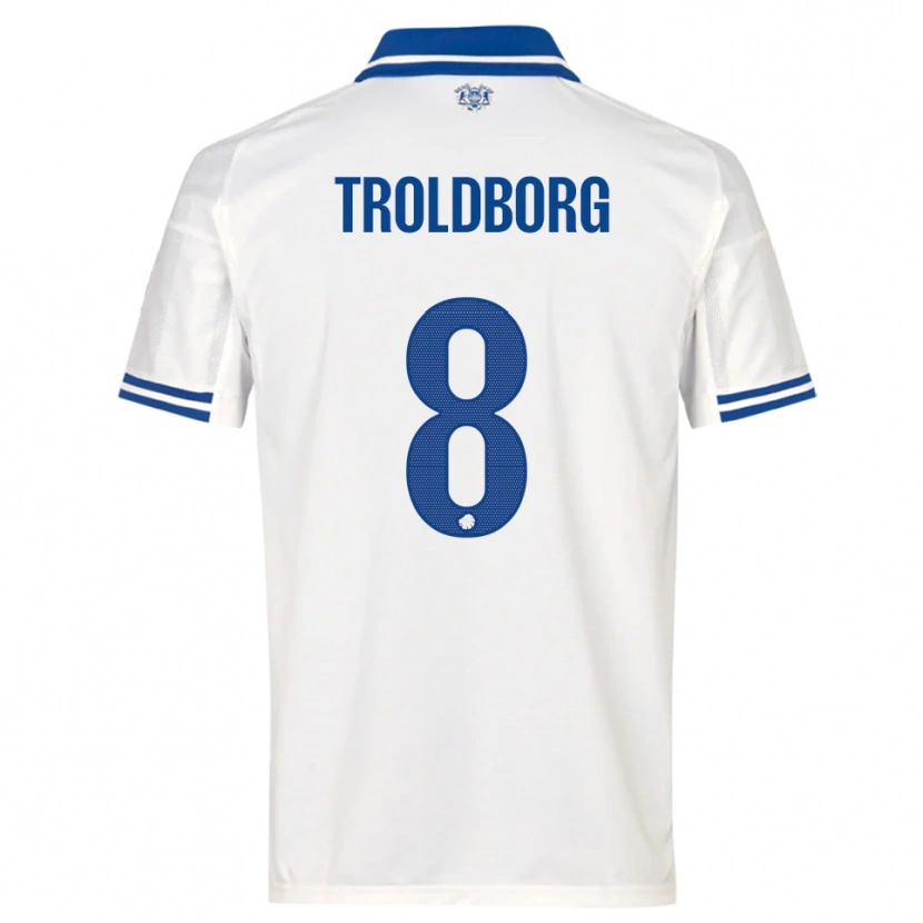 Danxen Kinderen Frederikke Troldborg #8 Wit Blauw Thuisshirt Thuistenue 2025/26 T-Shirt