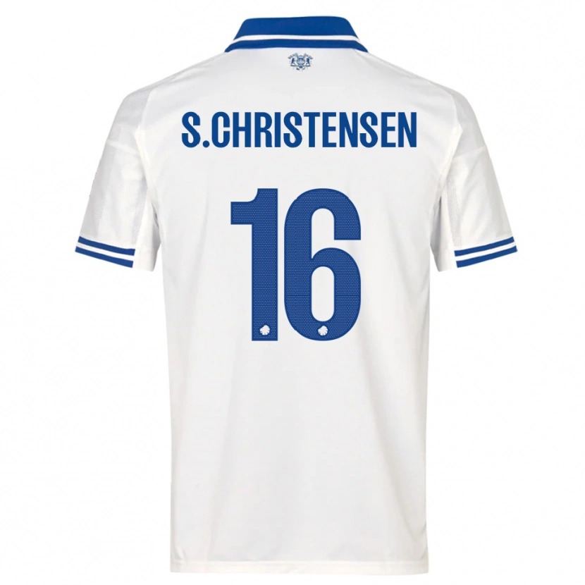 Danxen Kinderen Sebastian Christensen #16 Wit Blauw Thuisshirt Thuistenue 2025/26 T-Shirt