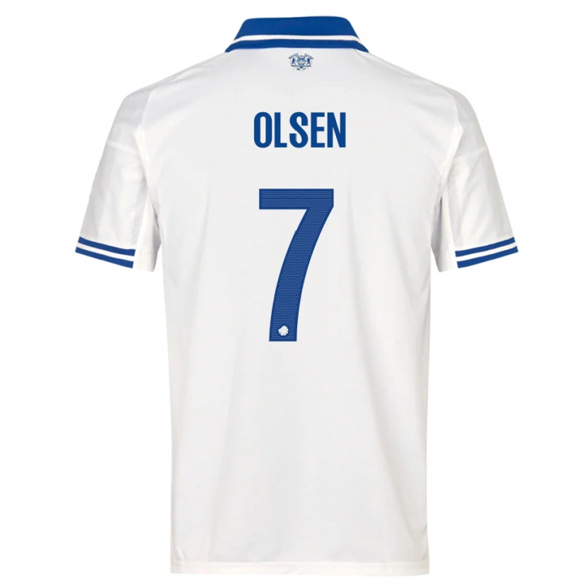 Danxen Kinderen Gunnar Olsen #7 Wit Blauw Thuisshirt Thuistenue 2025/26 T-Shirt