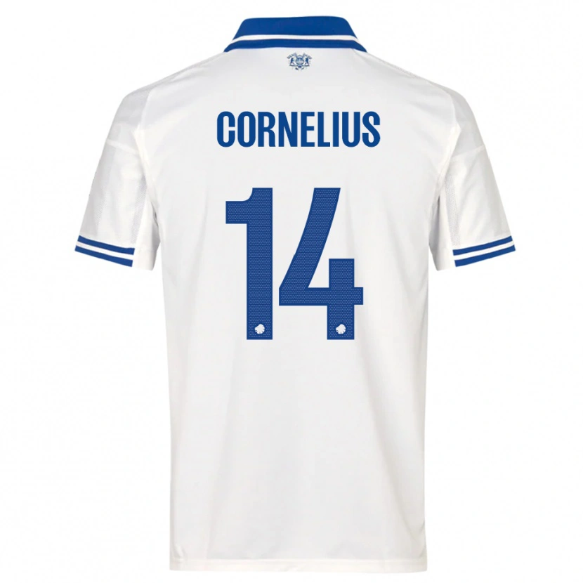 Danxen Kinderen Andreas Cornelius #14 Wit Blauw Thuisshirt Thuistenue 2025/26 T-Shirt