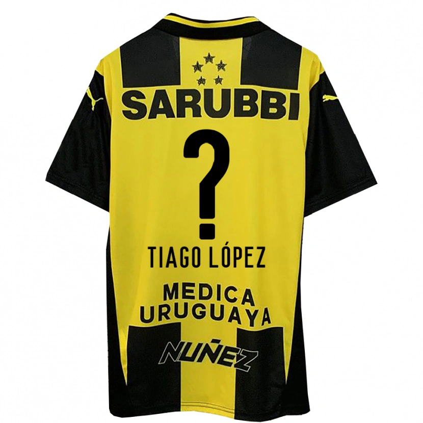 Danxen Kinderen Tiago López #0 Geel Zwart Thuisshirt Thuistenue 2025/26 T-Shirt