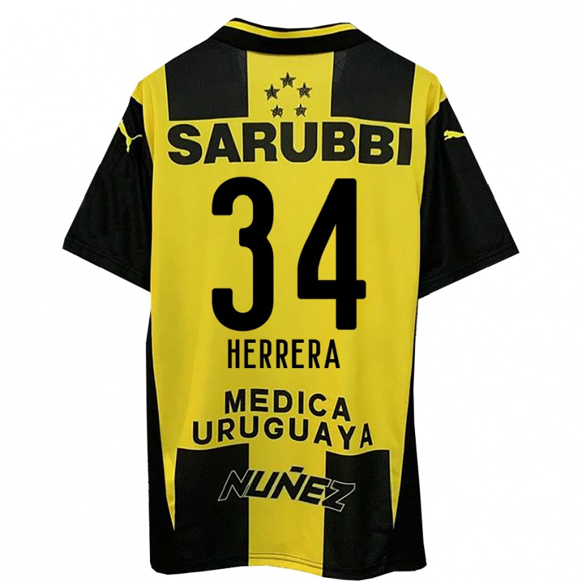 Danxen Kinderen Nahuel Herrera #34 Geel Zwart Thuisshirt Thuistenue 2025/26 T-Shirt