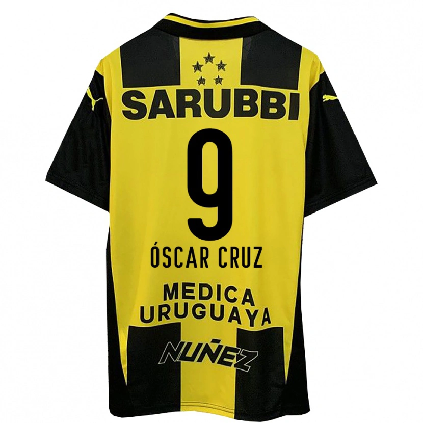 Danxen Kinderen Óscar Cruz #9 Geel Zwart Thuisshirt Thuistenue 2025/26 T-Shirt