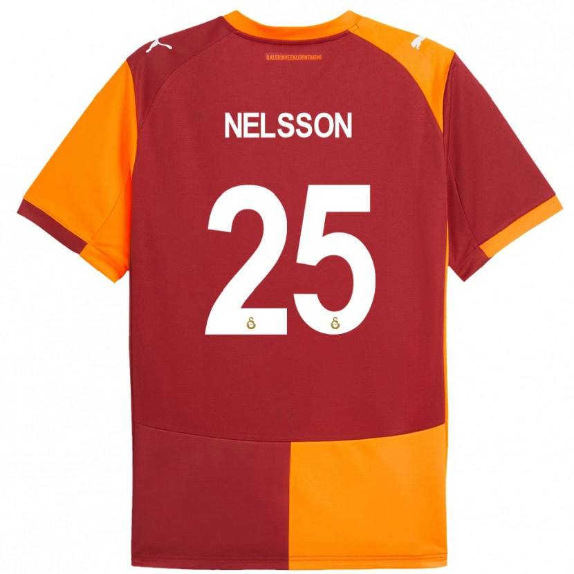Danxen Kinderen Victor Nelsson #25 Rood Oranje Thuisshirt Thuistenue 2025/26 T-Shirt