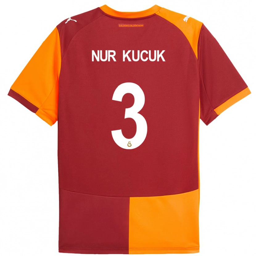 Danxen Kinderen Rabia Nur Küçük #3 Rood Oranje Thuisshirt Thuistenue 2025/26 T-Shirt