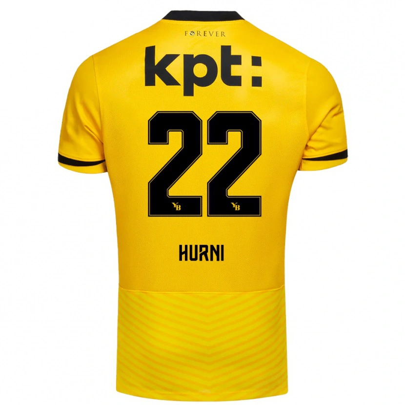 Danxen Kinderen Thaïs Hurni #22 Geel Zwart Thuisshirt Thuistenue 2025/26 T-Shirt