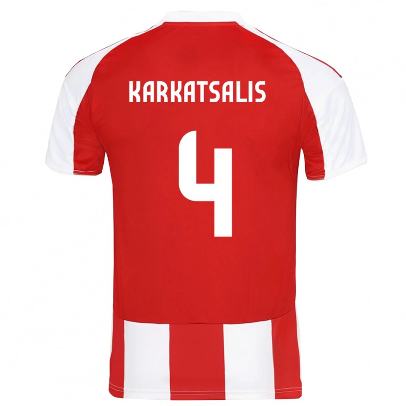 Danxen Kinderen Vasilios Karkatsalis #4 Rood Wit Thuisshirt Thuistenue 2025/26 T-Shirt