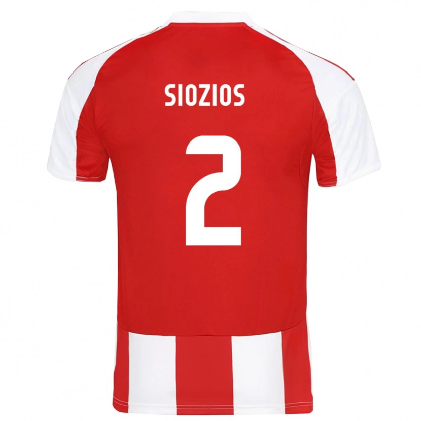 Danxen Kinderen Georgios Siozios #2 Rood Wit Thuisshirt Thuistenue 2025/26 T-Shirt