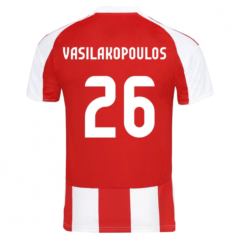 Danxen Kinderen Sarantos Vasilakopoulos #26 Rood Wit Thuisshirt Thuistenue 2025/26 T-Shirt