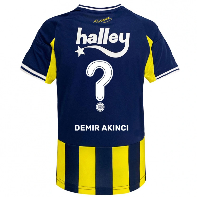 Danxen Kinderen Nazım Demir Akıncı #0 Geel Donkerblauw Wit Thuisshirt Thuistenue 2025/26 T-Shirt
