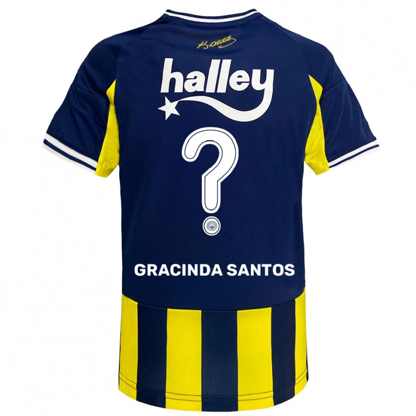 Danxen Kinderen Elena Gracinda Santos #0 Geel Donkerblauw Wit Thuisshirt Thuistenue 2025/26 T-Shirt