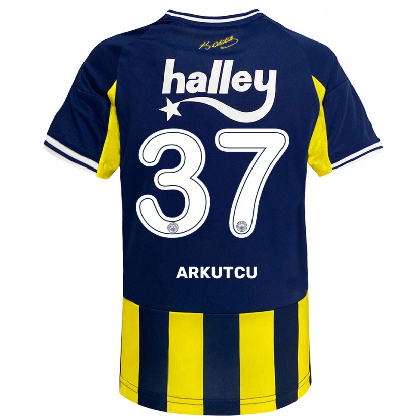Danxen Kinderen Emirhan Arkutcu #37 Geel Donkerblauw Wit Thuisshirt Thuistenue 2025/26 T-Shirt