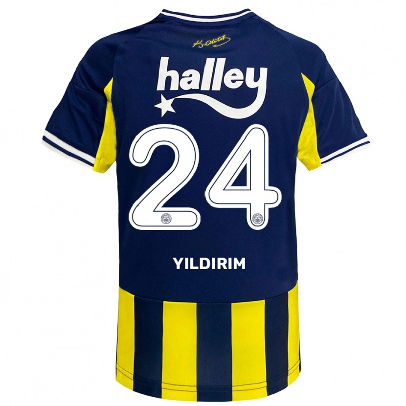 Danxen Kinderen Fatoş Yıldırım #24 Geel Donkerblauw Wit Thuisshirt Thuistenue 2025/26 T-Shirt