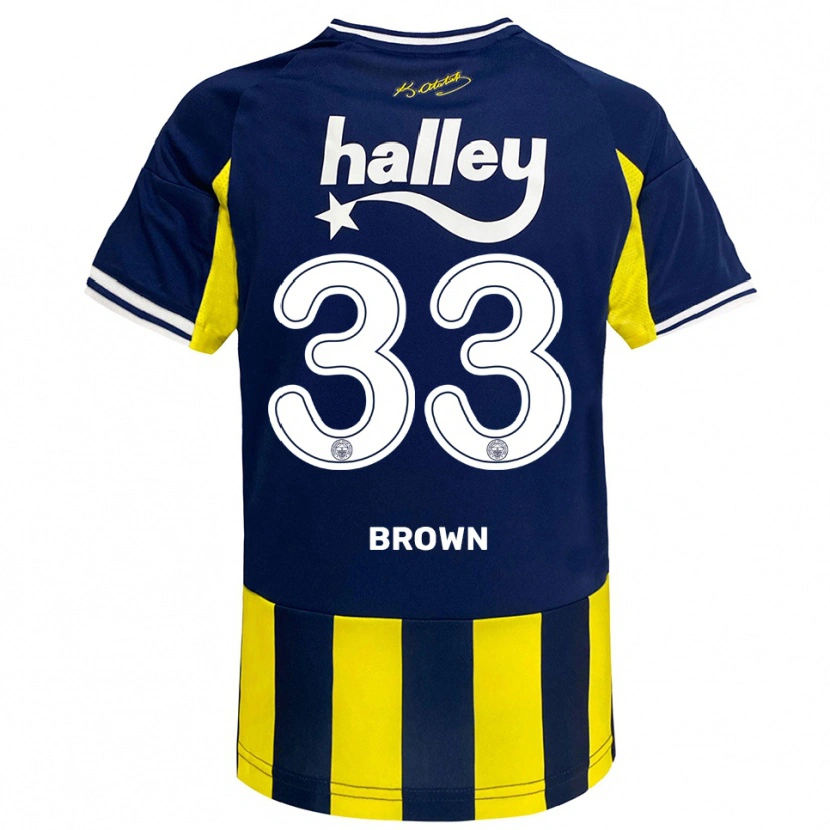 Danxen Kinderen Archie Brown #33 Geel Donkerblauw Wit Thuisshirt Thuistenue 2025/26 T-Shirt