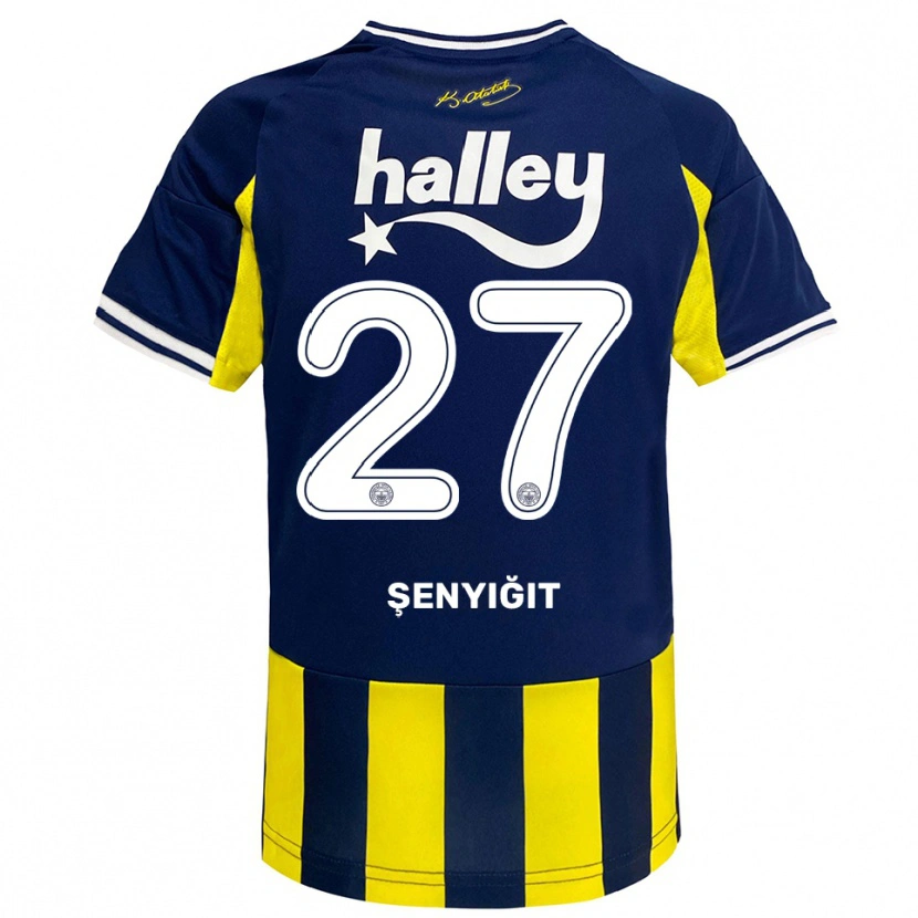 Danxen Kinderen Enes Şenyiğit #27 Geel Donkerblauw Wit Thuisshirt Thuistenue 2025/26 T-Shirt