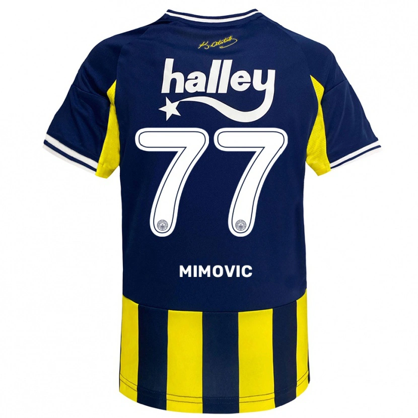 Danxen Kinderen Ognjen Mimovic #77 Geel Donkerblauw Wit Thuisshirt Thuistenue 2025/26 T-Shirt