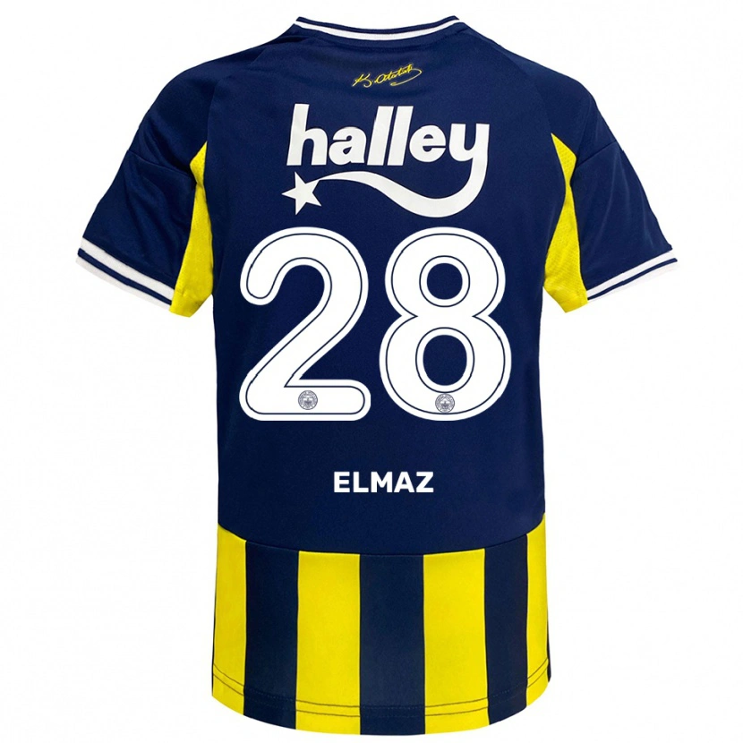 Danxen Kinderen Bartuğ Elmaz #28 Geel Donkerblauw Wit Thuisshirt Thuistenue 2025/26 T-Shirt