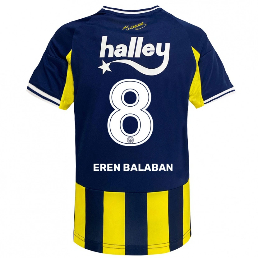 Danxen Kinderen Aziz Eren Balaban #8 Geel Donkerblauw Wit Thuisshirt Thuistenue 2025/26 T-Shirt