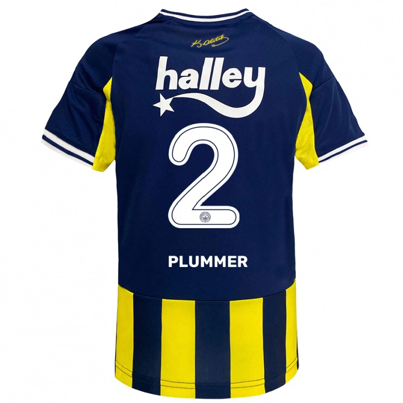 Danxen Kinderen Konya Plummer #2 Geel Donkerblauw Wit Thuisshirt Thuistenue 2025/26 T-Shirt