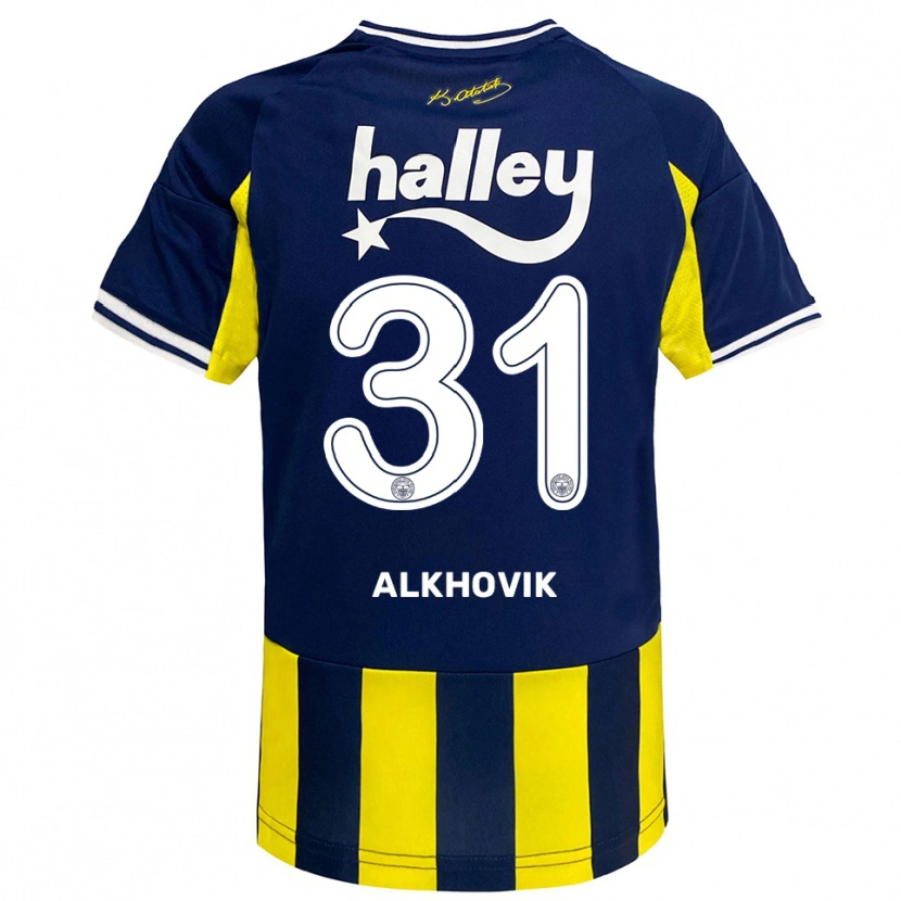 Danxen Kinderen Karyna Alkhovik #31 Geel Donkerblauw Wit Thuisshirt Thuistenue 2025/26 T-Shirt
