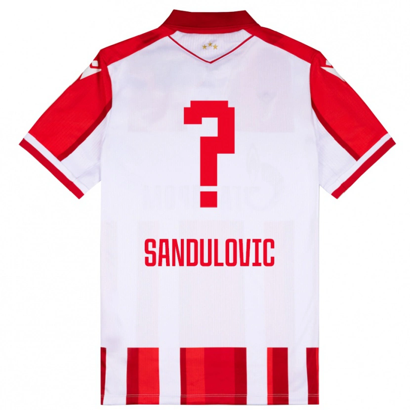 Danxen Kinderen Uros Sandulovic #0 Rood Wit Thuisshirt Thuistenue 2025/26 T-Shirt