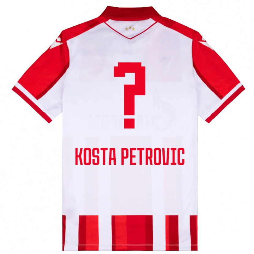 Danxen Kinderen Kosta Petrovic #0 Rood Wit Thuisshirt Thuistenue 2025/26 T-Shirt