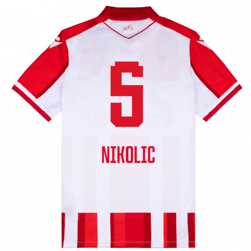 Danxen Kinderen Lazar Nikolic #5 Rood Wit Thuisshirt Thuistenue 2025/26 T-Shirt