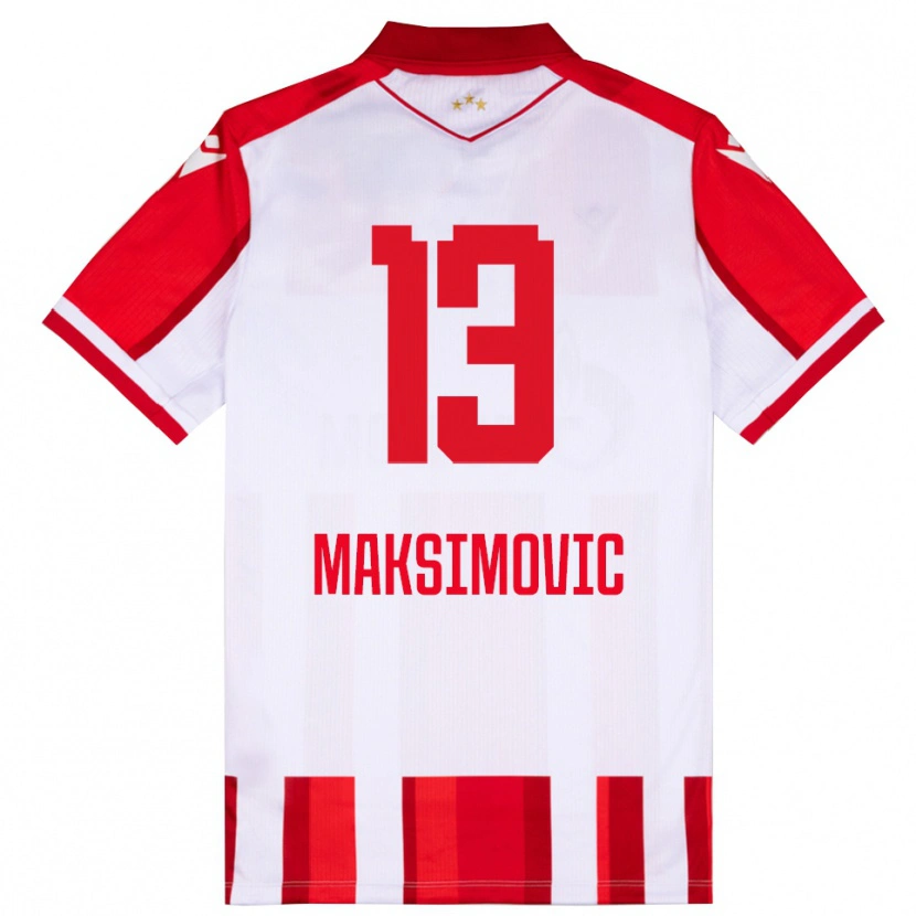 Danxen Kinderen Filip Maksimovic #13 Rood Wit Thuisshirt Thuistenue 2025/26 T-Shirt