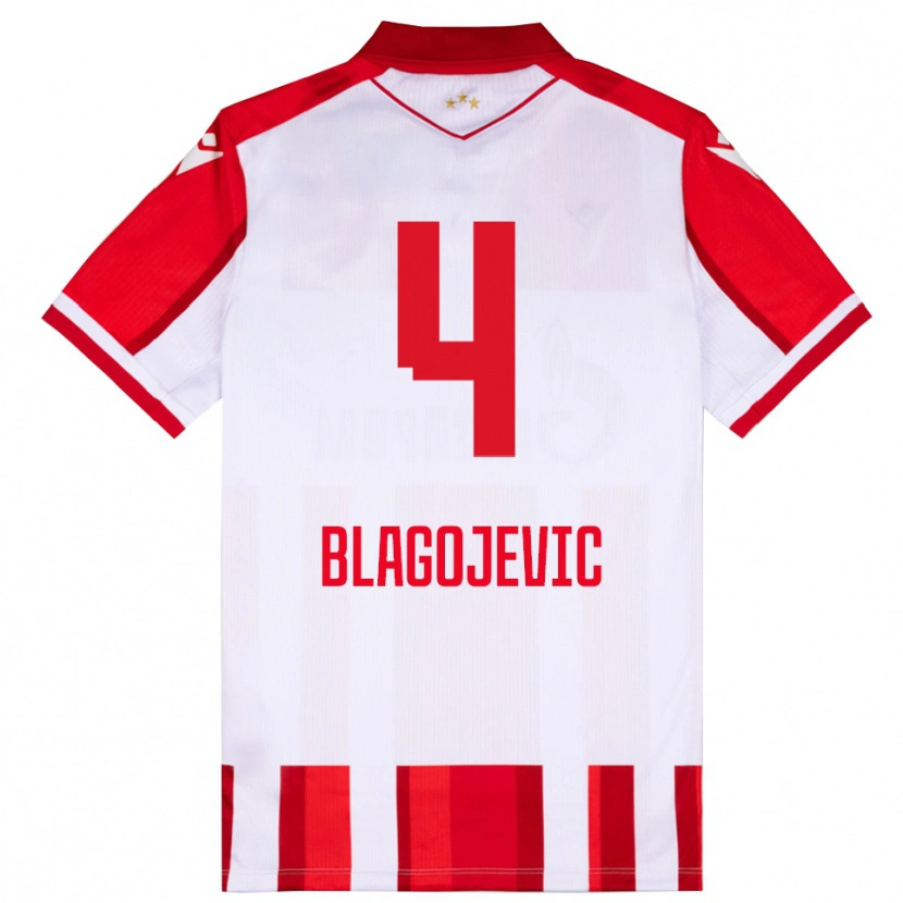 Danxen Kinderen Niksa Blagojevic #4 Rood Wit Thuisshirt Thuistenue 2025/26 T-Shirt