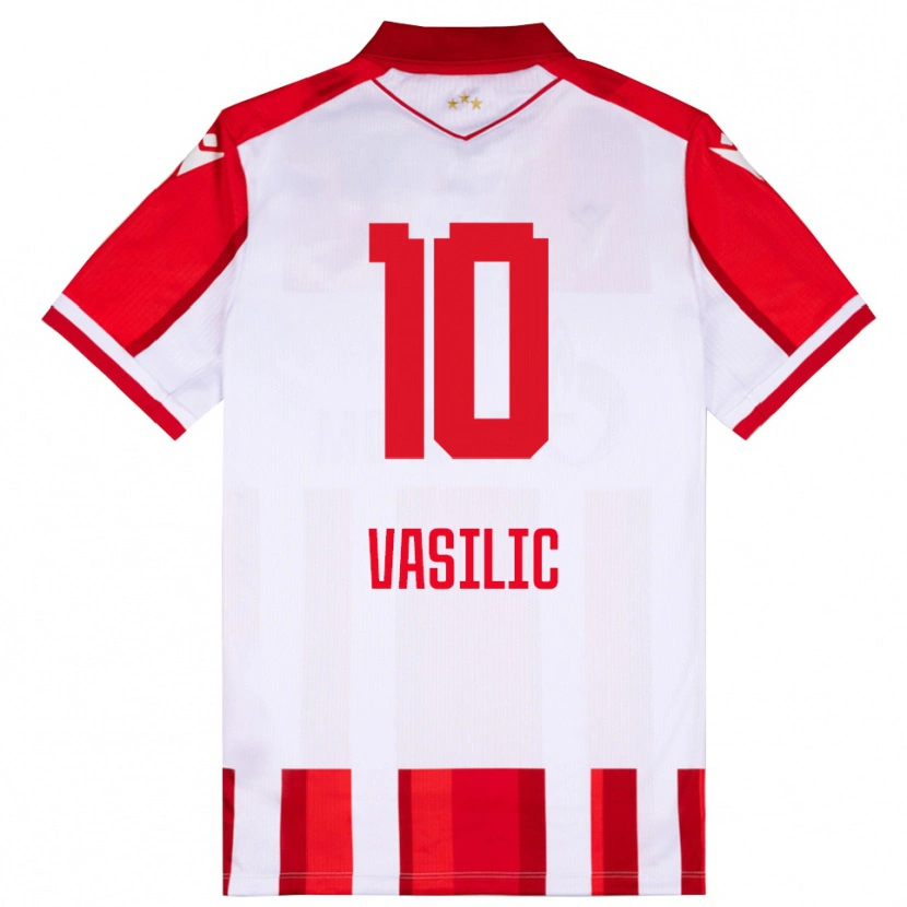 Danxen Kinderen Aleksa Vasilic #10 Rood Wit Thuisshirt Thuistenue 2025/26 T-Shirt