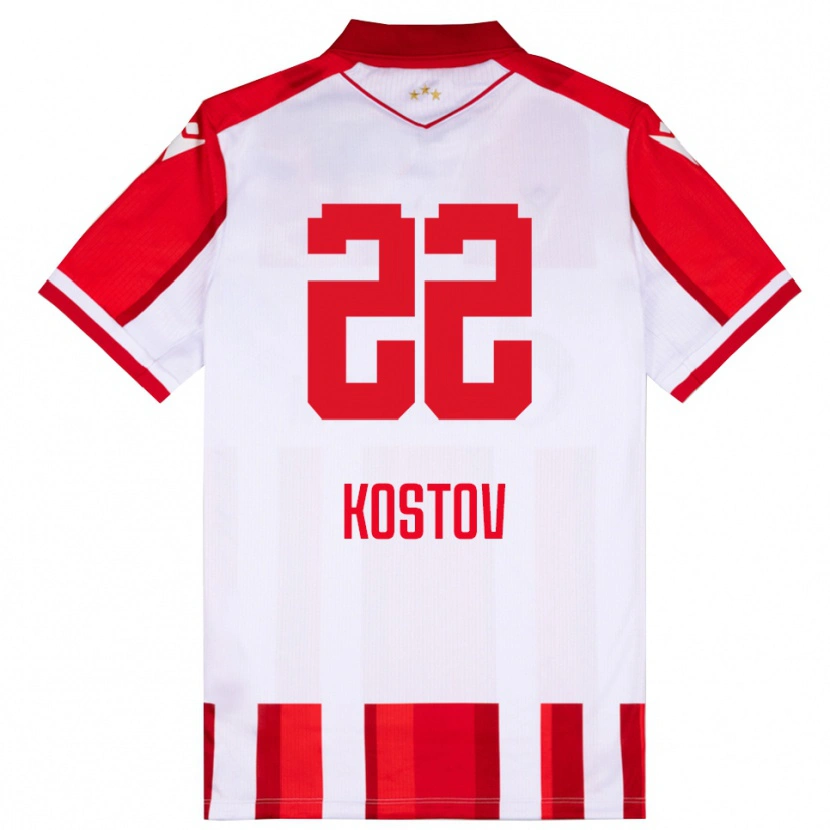 Danxen Kinderen Vasilije Kostov #22 Rood Wit Thuisshirt Thuistenue 2025/26 T-Shirt