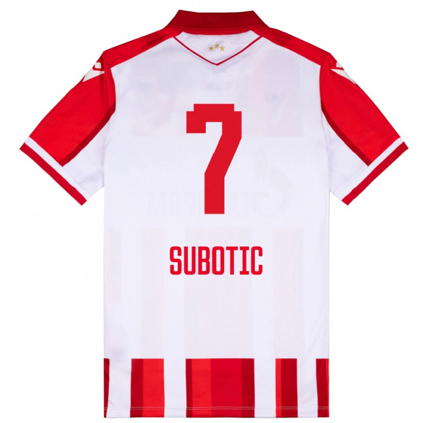 Danxen Kinderen Vasilije Subotic #7 Rood Wit Thuisshirt Thuistenue 2025/26 T-Shirt