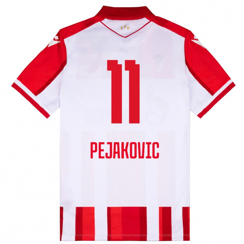 Danxen Kinderen Andrija Pejakovic #11 Rood Wit Thuisshirt Thuistenue 2025/26 T-Shirt