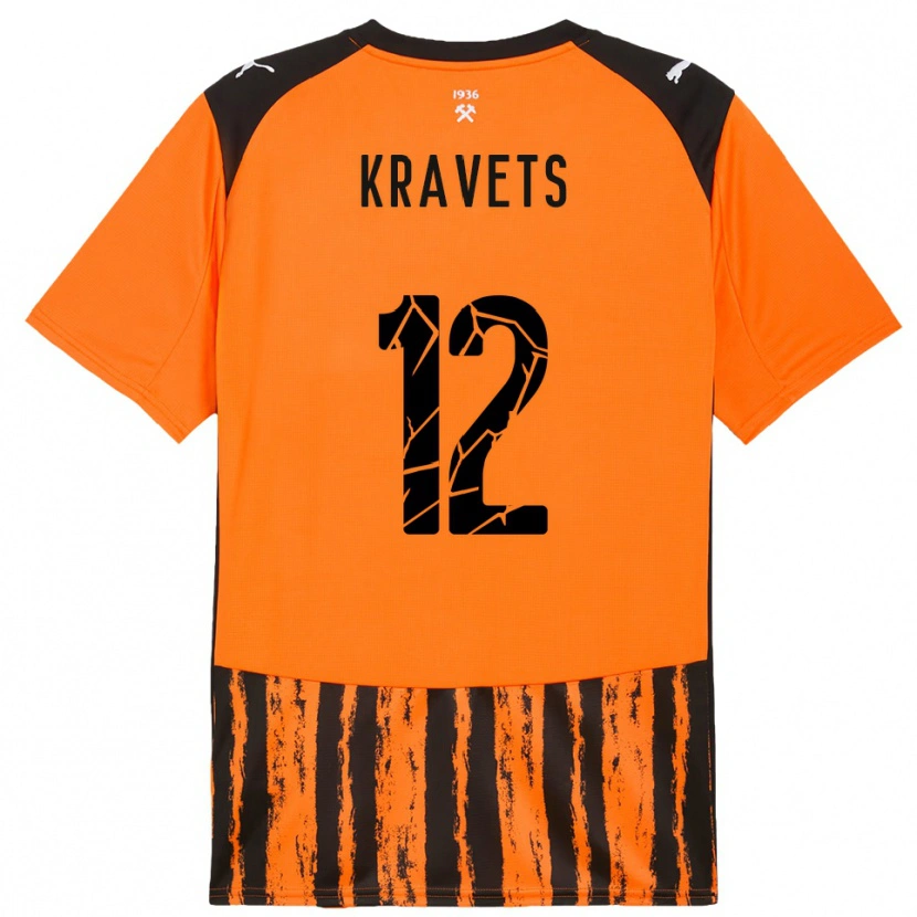 Danxen Kinderen Vladyslav Kravets #12 Oranje Zwart Thuisshirt Thuistenue 2025/26 T-Shirt