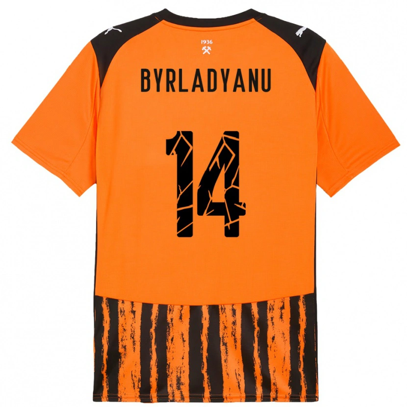 Danxen Kinderen Ilya Byrladyanu #14 Oranje Zwart Thuisshirt Thuistenue 2025/26 T-Shirt