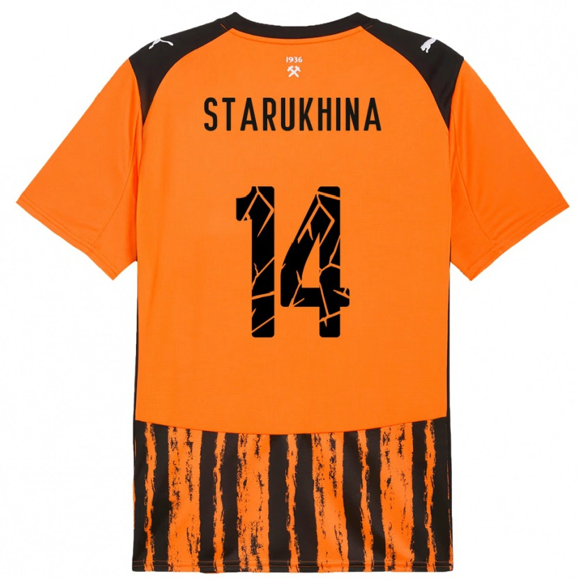 Danxen Kinderen Alina Starukhina #14 Oranje Zwart Thuisshirt Thuistenue 2025/26 T-Shirt