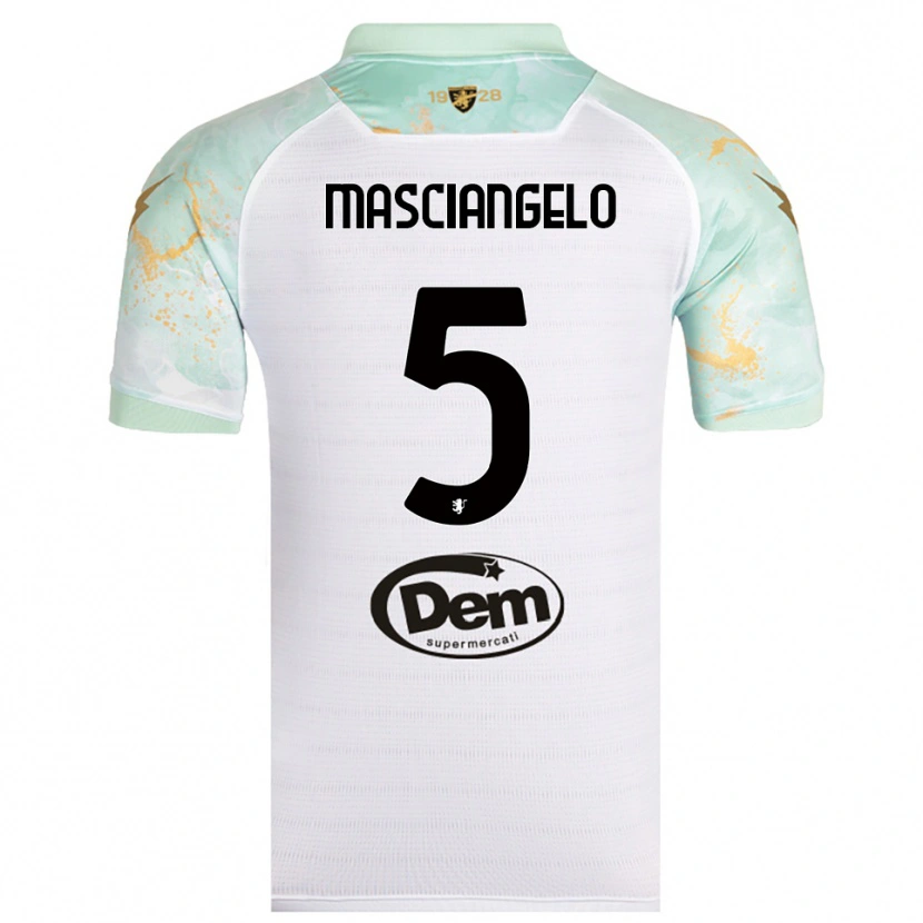 Danxen Kinderen Edoardo Masciangelo #5 Wit Zwart Uitshirt Uittenue 2025/26 T-Shirt