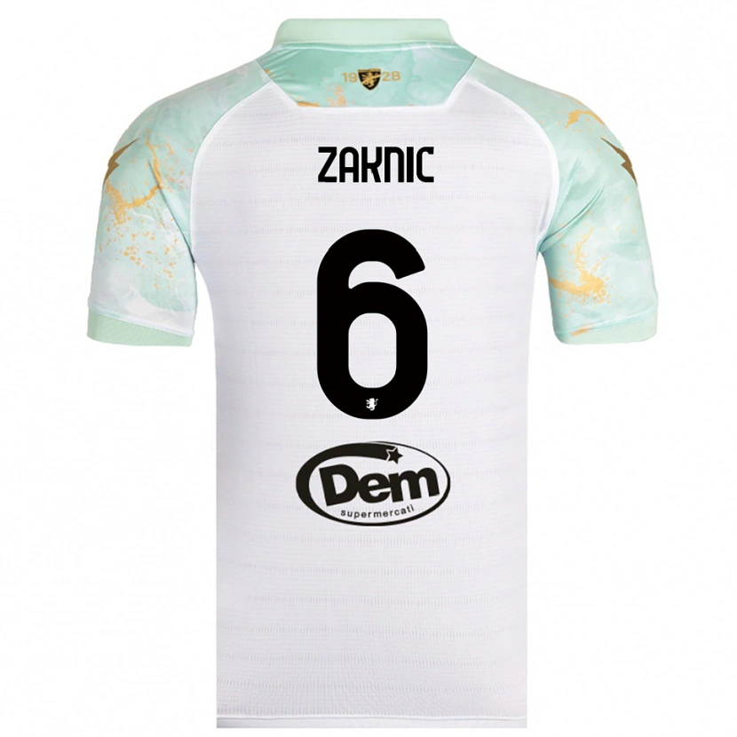 Danxen Kinderen Lazar Zaknic #6 Wit Zwart Uitshirt Uittenue 2025/26 T-Shirt