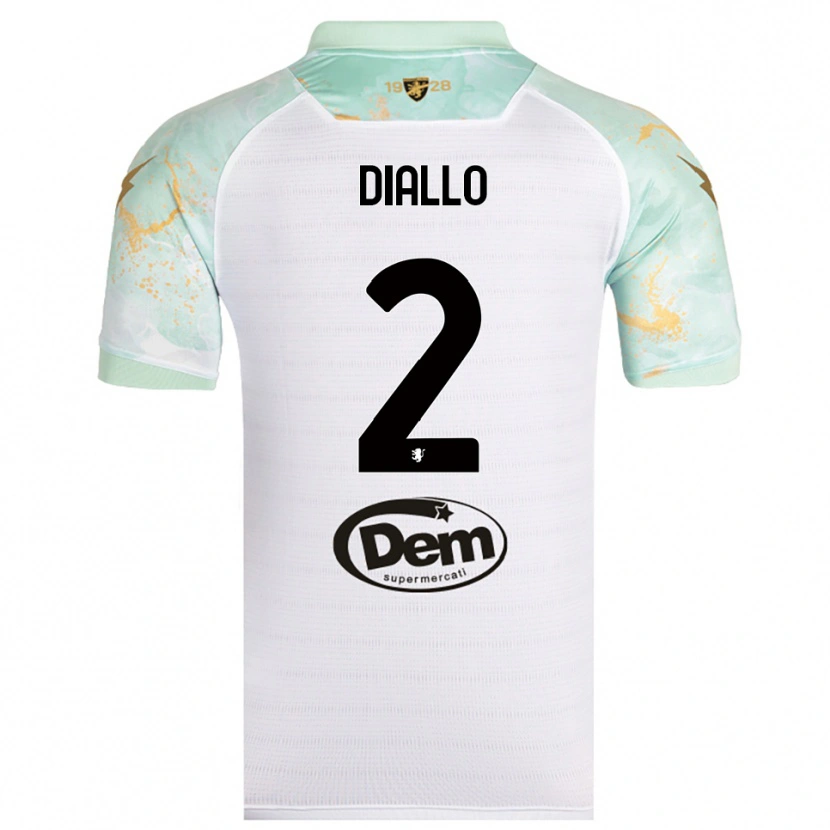 Danxen Kinderen Abdoul Diallo #2 Wit Zwart Uitshirt Uittenue 2025/26 T-Shirt