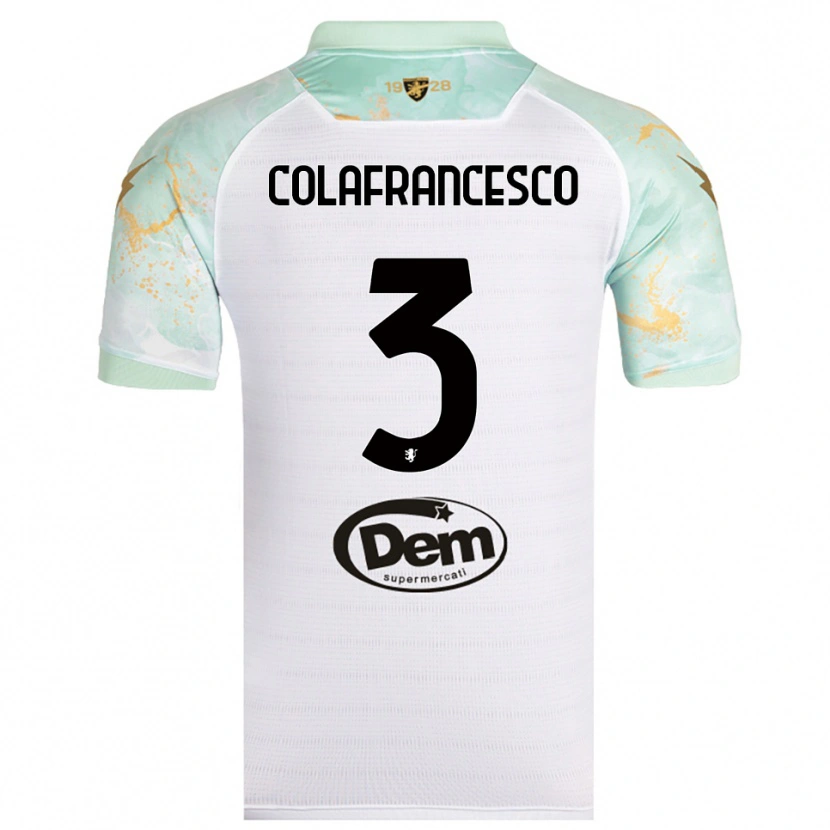 Danxen Kinderen Filippo Colafrancesco #3 Wit Zwart Uitshirt Uittenue 2025/26 T-Shirt