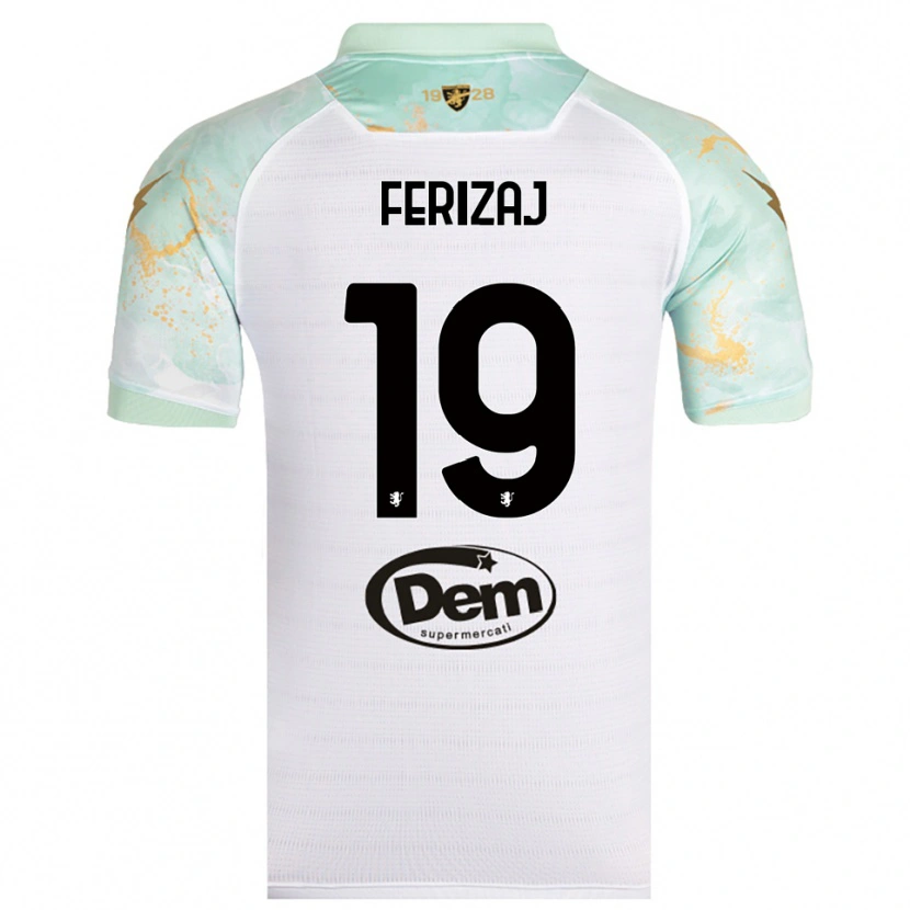 Danxen Kinderen Justin Ferizaj #19 Wit Zwart Uitshirt Uittenue 2025/26 T-Shirt